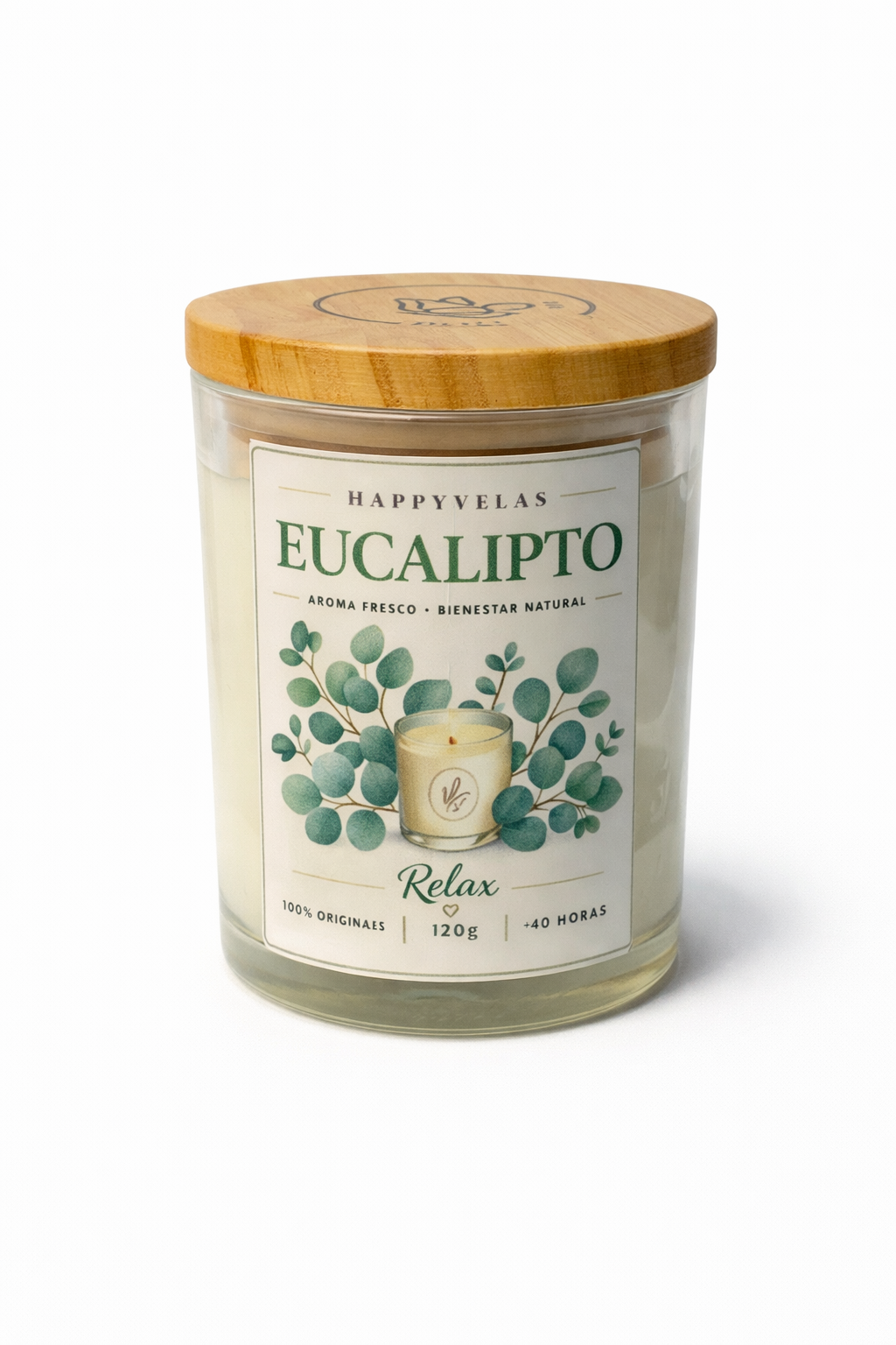 Vela aromática de eucalipto natural para relajación y bienestar