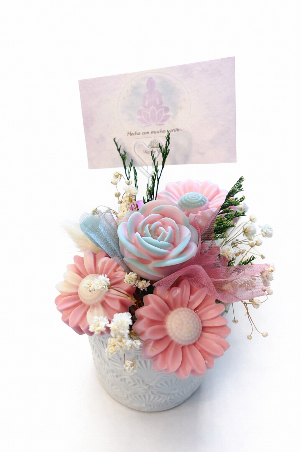 🌸 Centro Floral de Cera Artesanal – Happy Velas