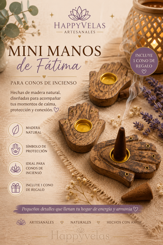 🌿 Mini Manos de Fátima para Conos de Incienso