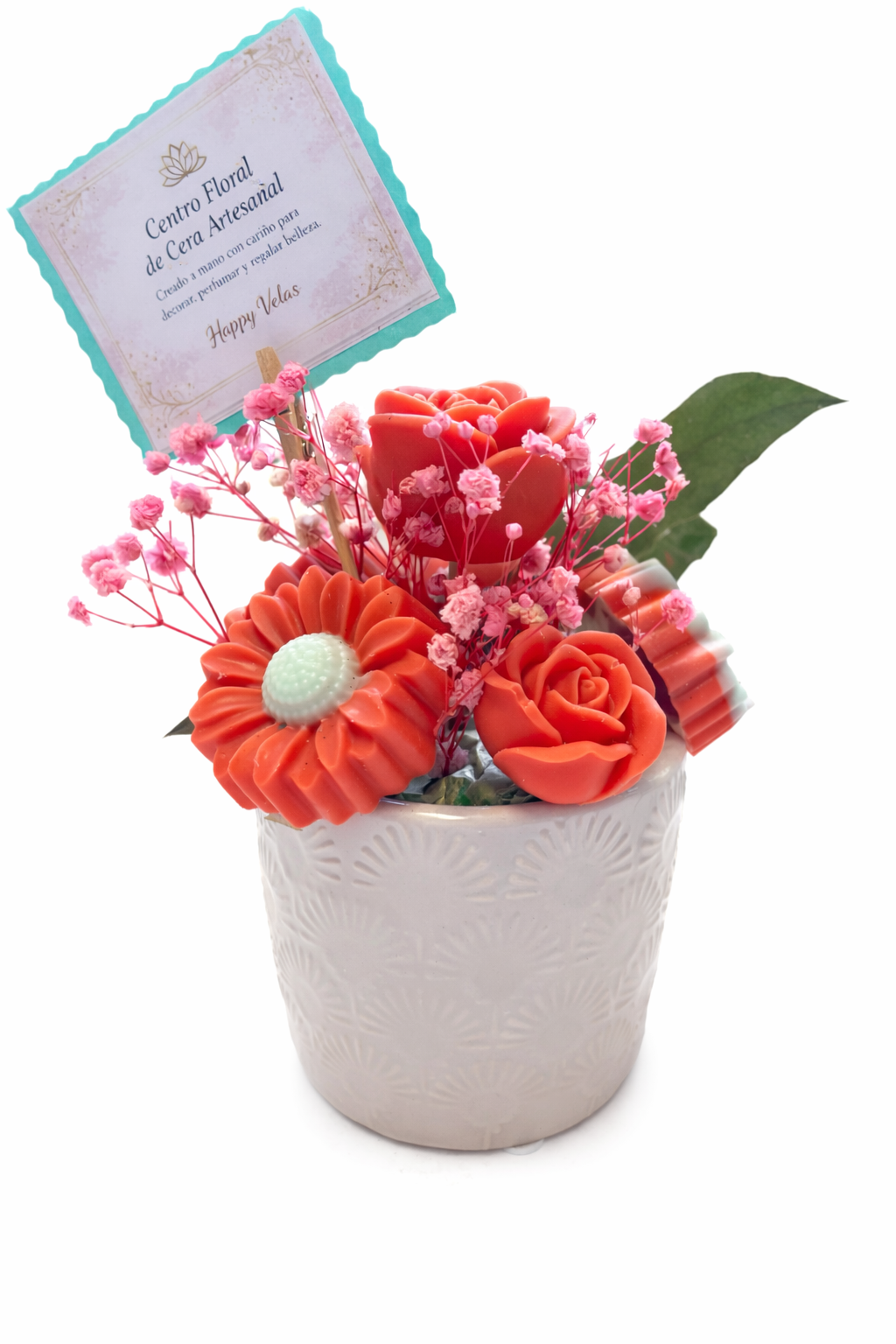 🌸 Centro Floral de Cera Artesanal – Happy Velas