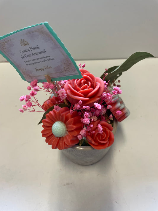 🌸 Centro Floral de Cera Artesanal – Happy Velas