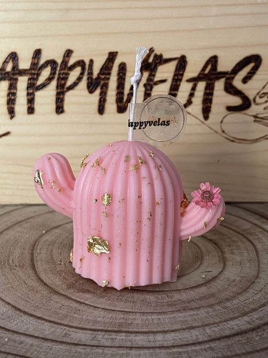 🌵 Mini Cactus Dorado – Vela Artesanal