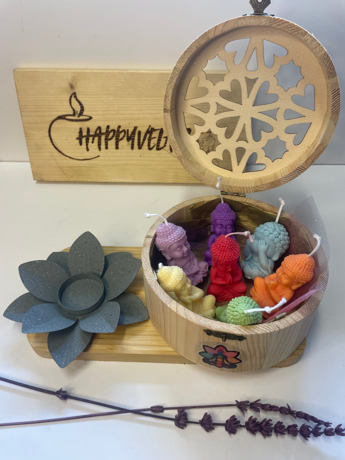Set Budas Chakras con Baúl Ritual y Flor de Loto