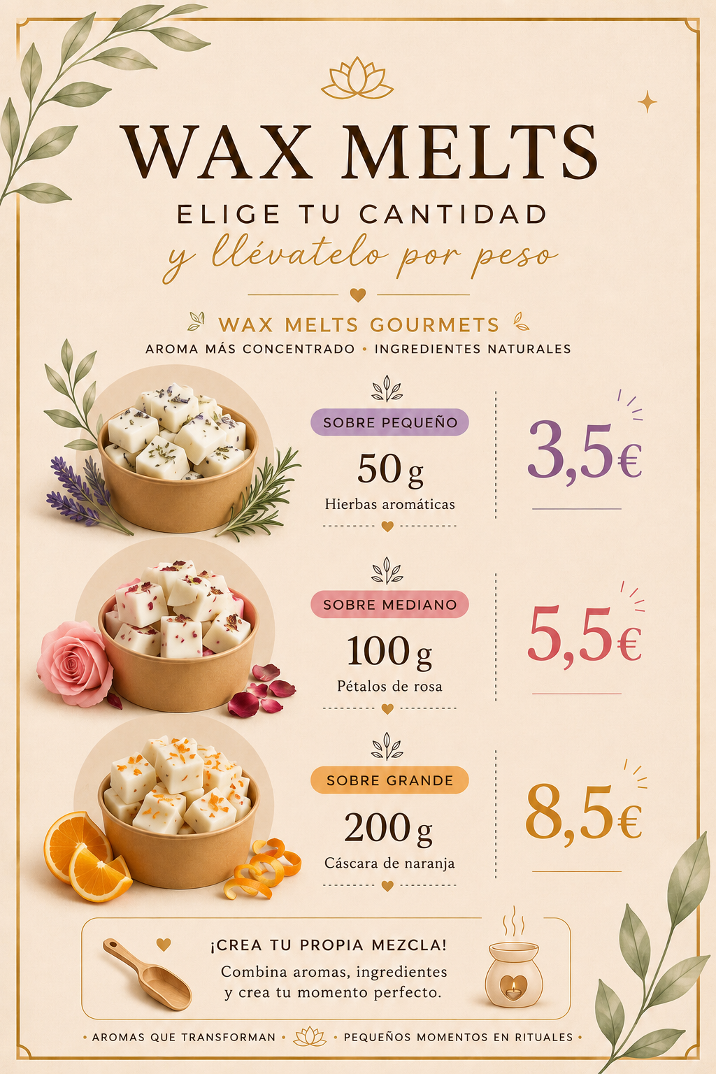 🌿 WAX MELTS GOURMETS A GRANEL - Elige tu aroma y cantidad