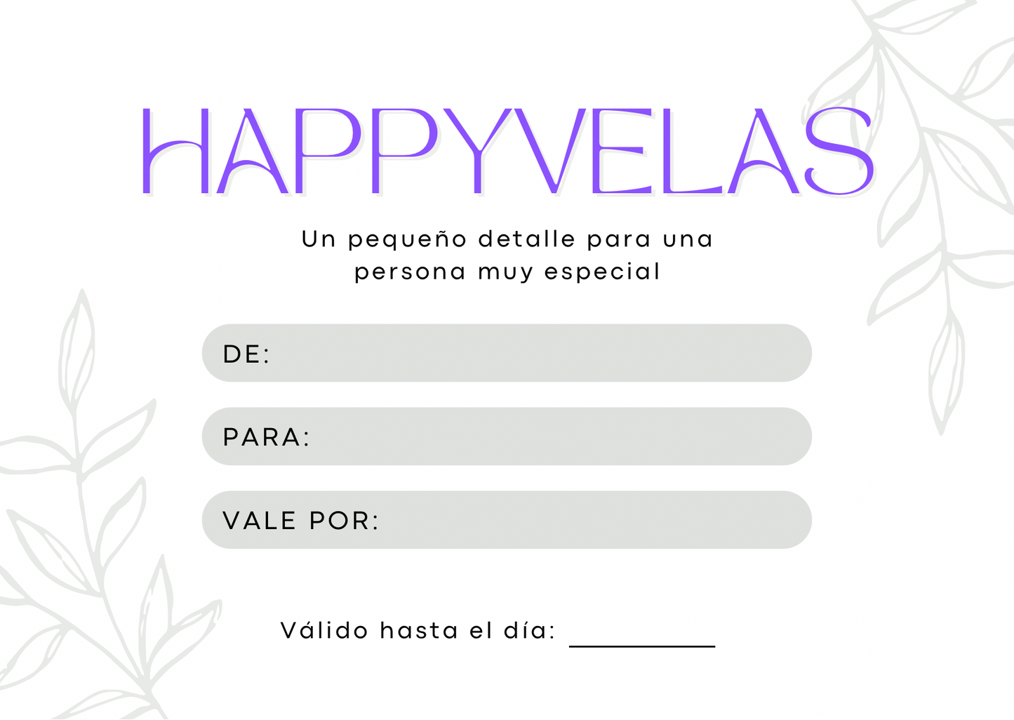 Tarjeta Regalo Happyvelas