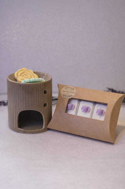🕯️ Pack Ritual Aromático – Quemador + Velas de Té