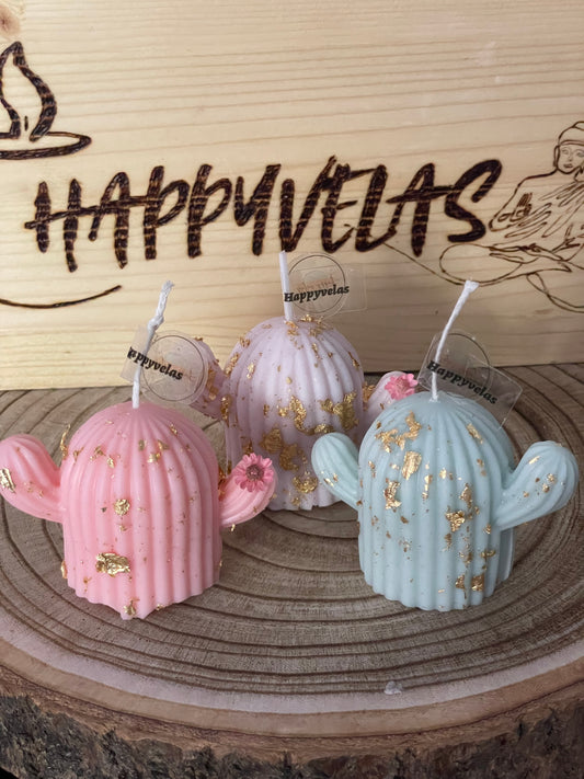 🌵 Mini Cactus Dorado – Vela Artesanal