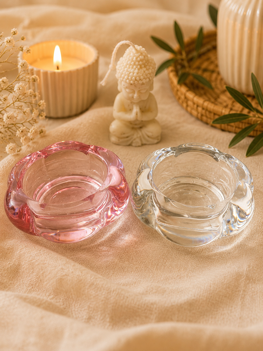 Cuencos Florales de Cristal para Budas ✨
