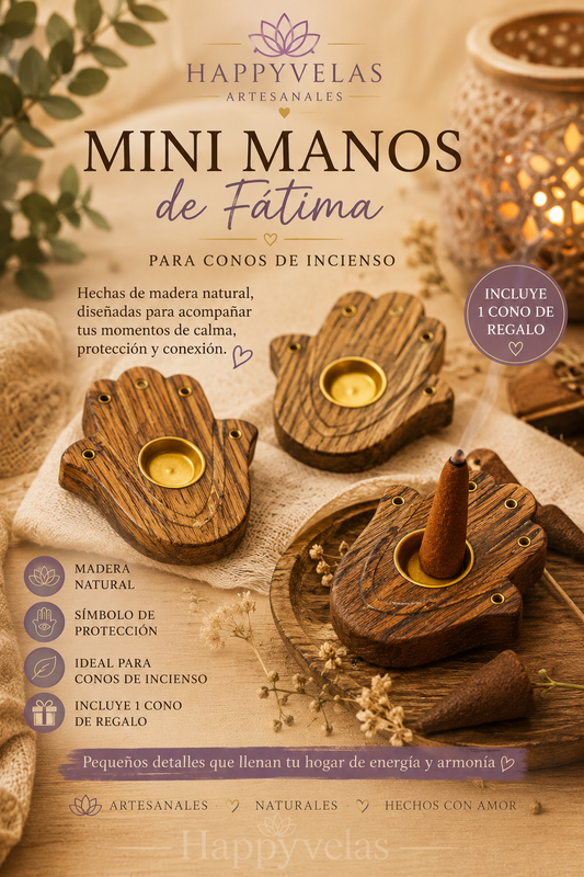 🌿 Mini Manos de Fátima para Conos de Incienso
